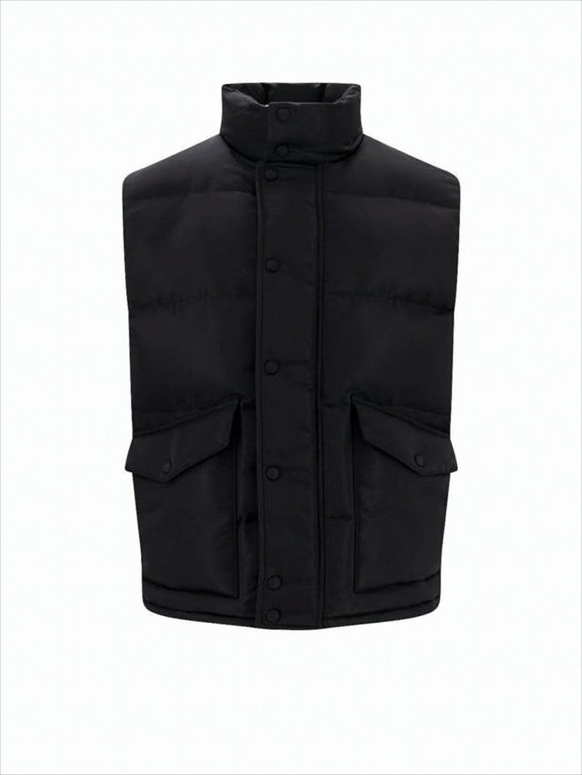 Padded Black Vest with High Collar