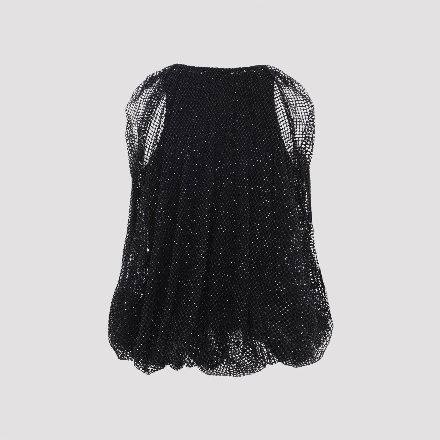 Sleeveless Black Mesh Overlay Top