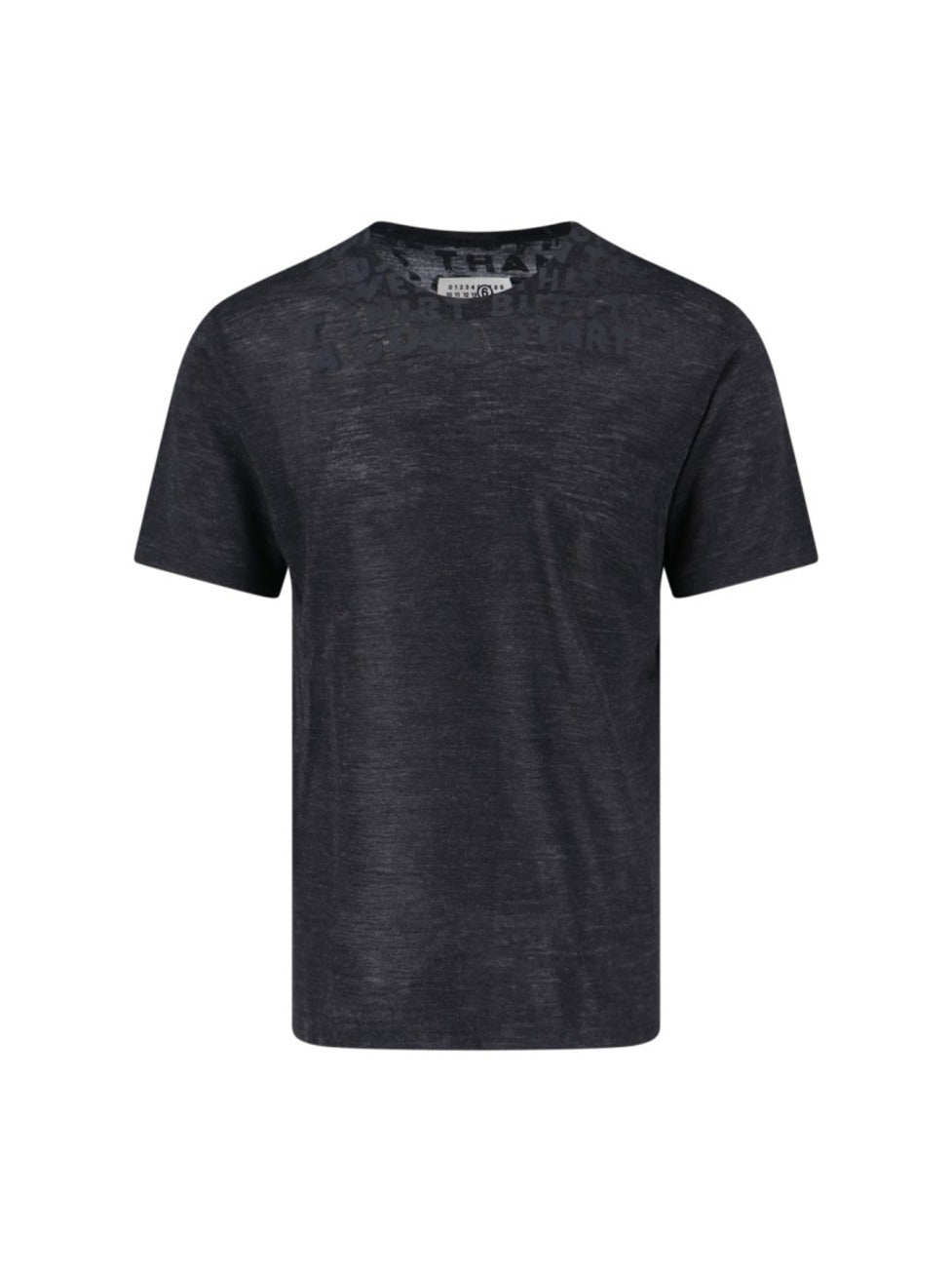 Crew Neck Black Wool T-Shirt With Bold Logo Print