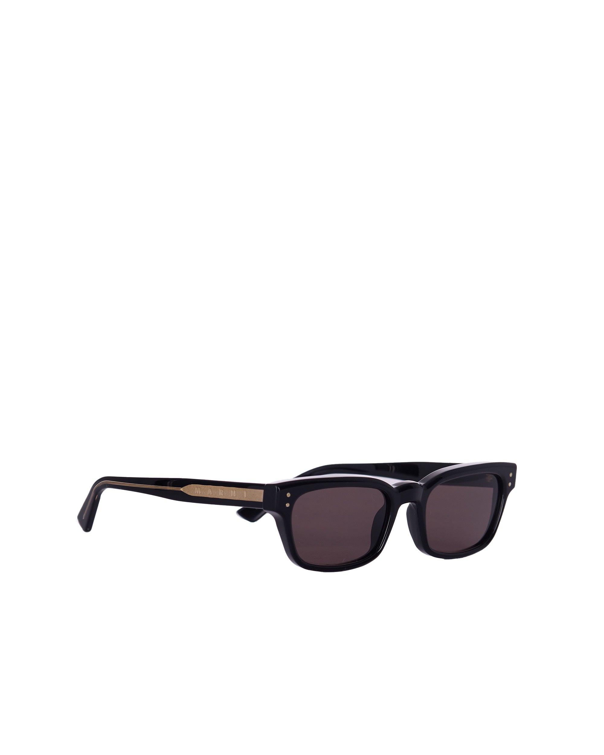 Rectangular Sunglasses in Glossy Black Acetate
