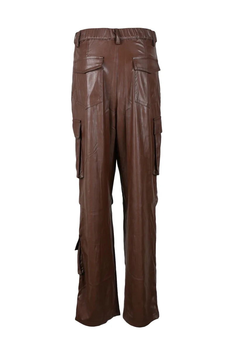Cropped Brown Trousers with High Waist