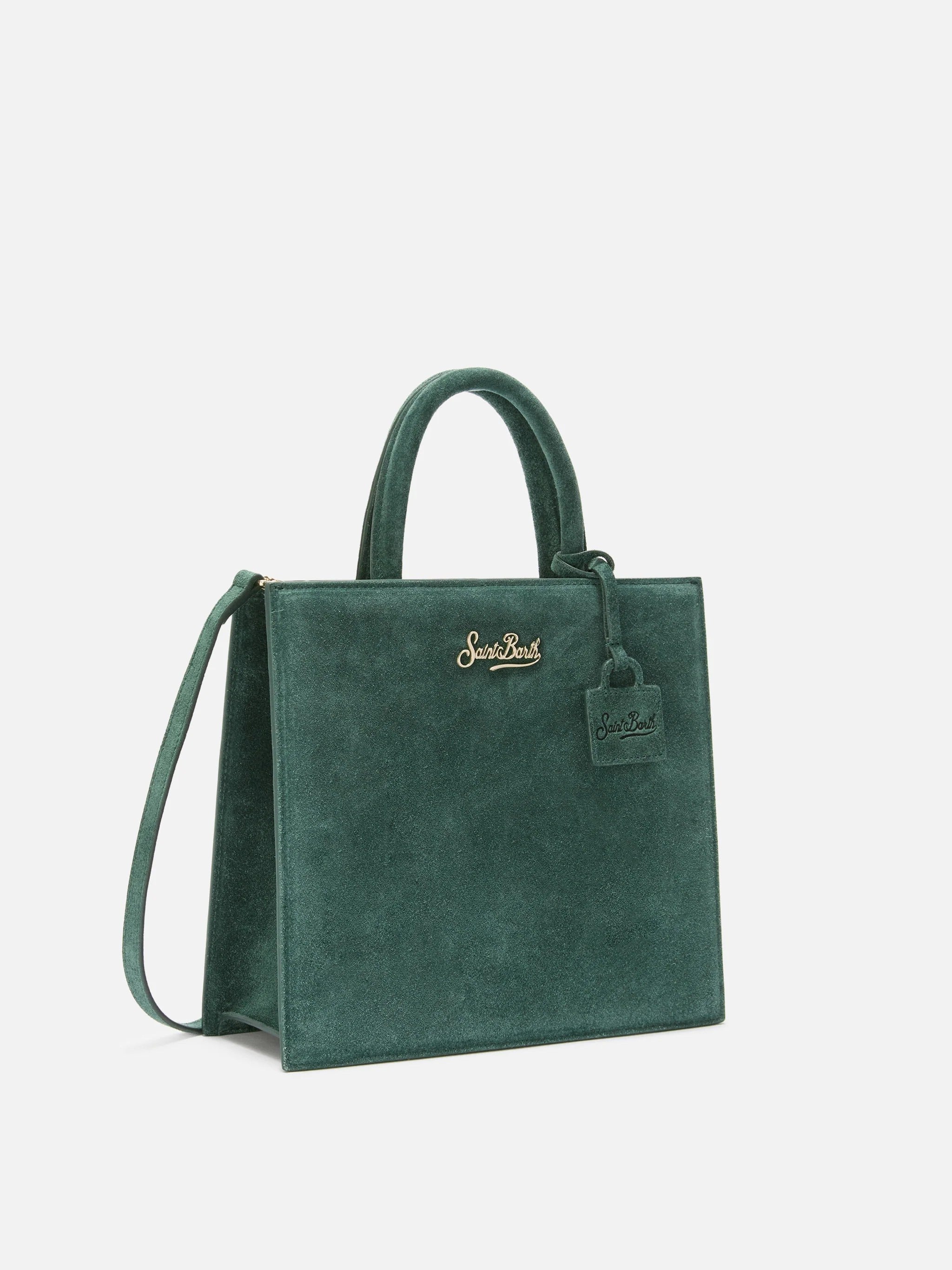 Midi Green Bovine Leather Shop Bag