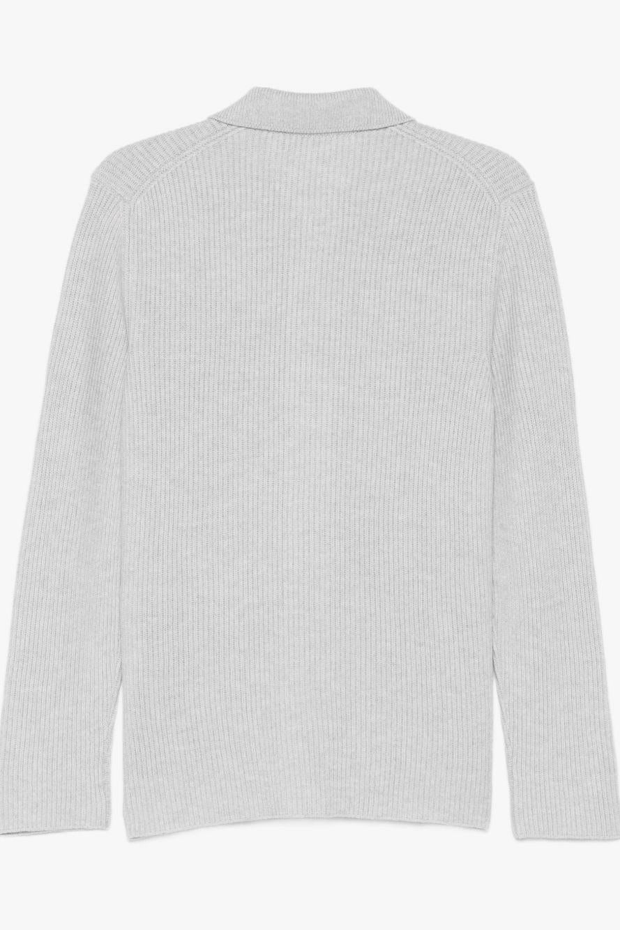 Light Grey Ribbed Knit Cardigan Shirt
