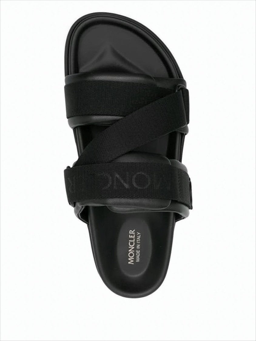 Sleek Black Nappa Leather Slide Sandals With Padded Straps