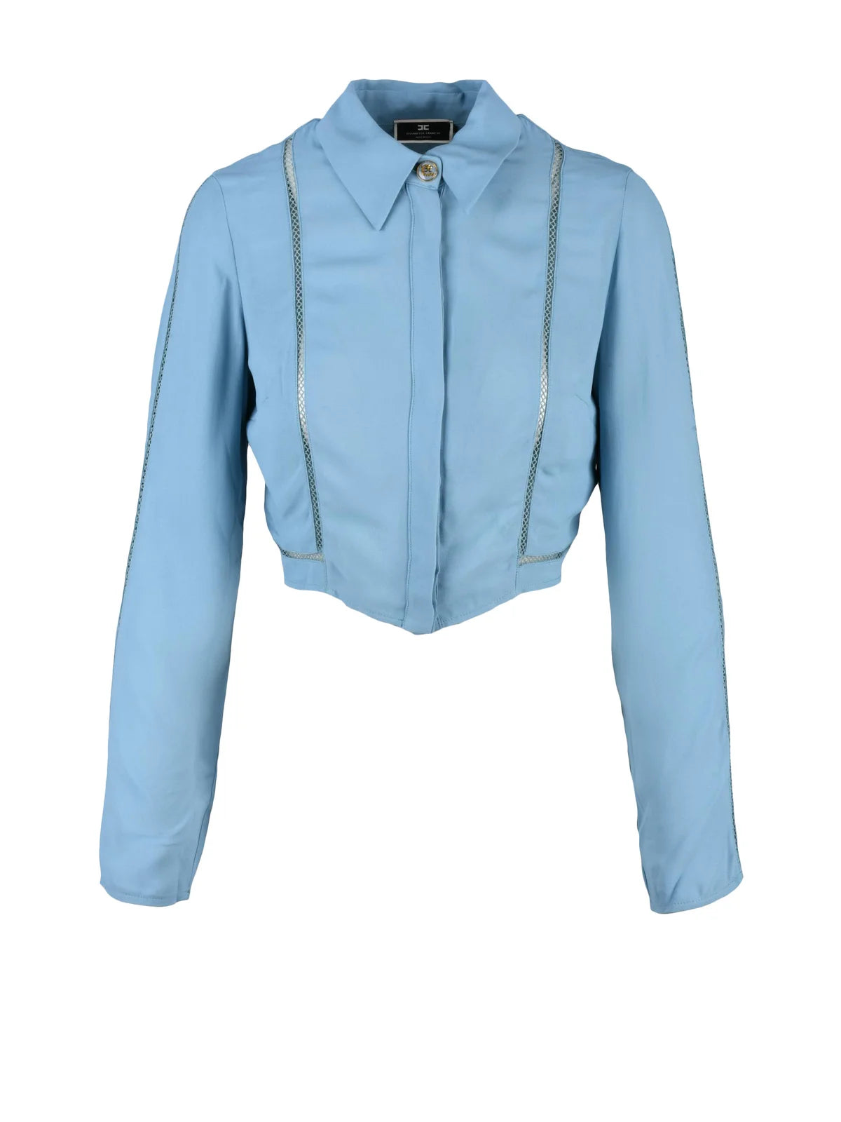 Blue Viscose Women Short Shirt