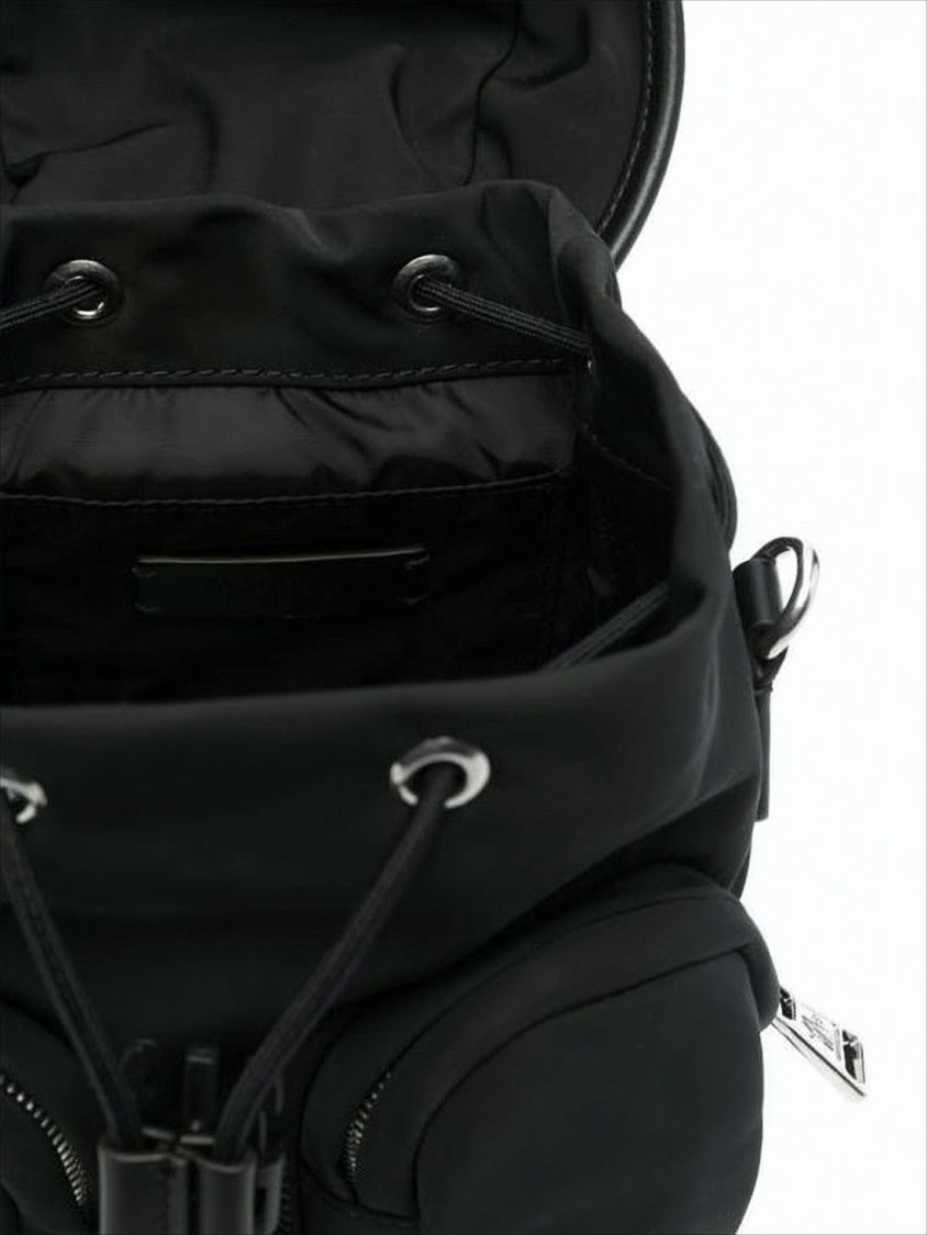 Compact Black Backpack with Metallic Buckle