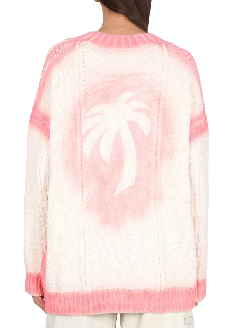 Patent Leather Effect Palm Cardigan