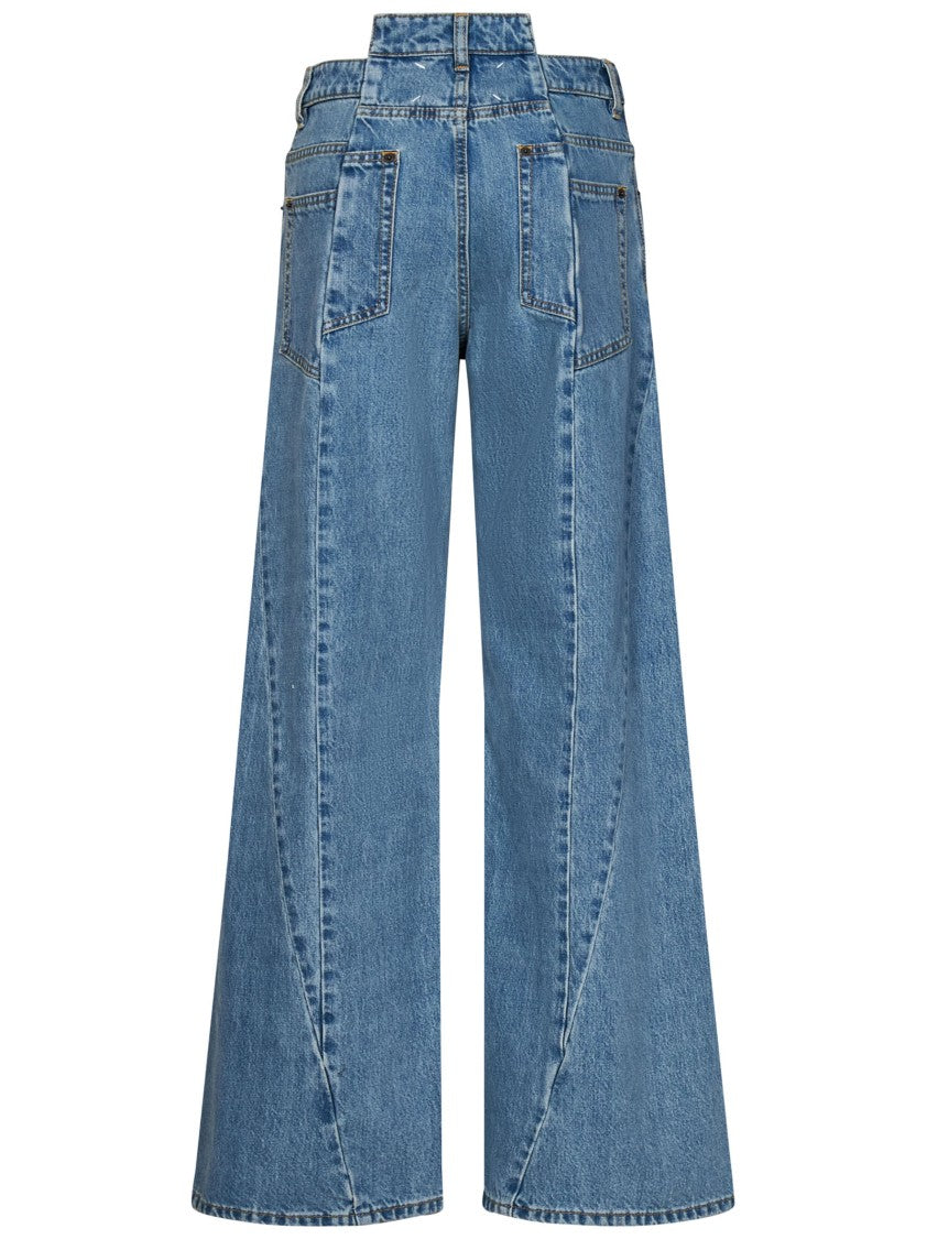 Stonewashed Blue Cotton Denim Jeans