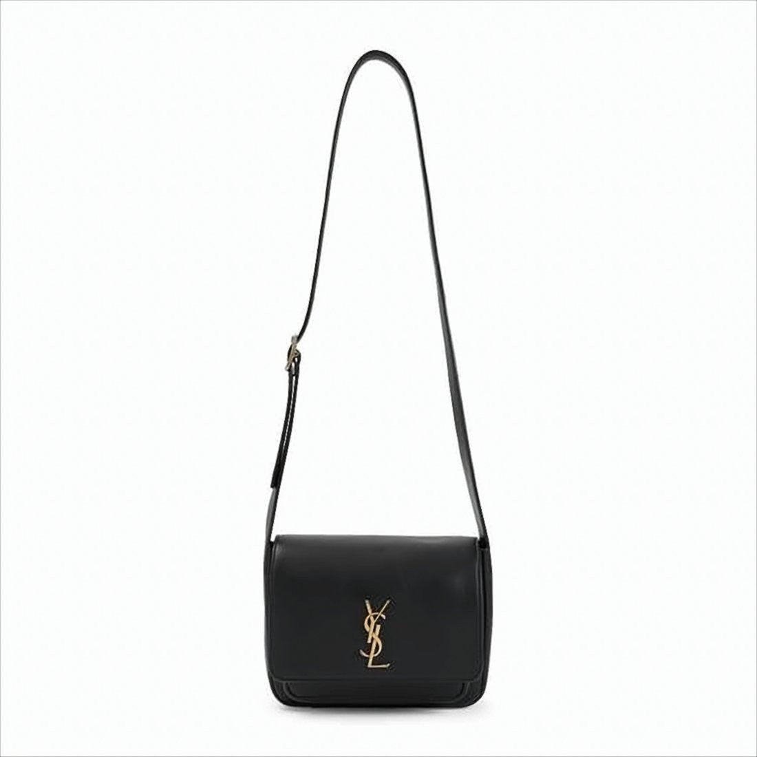 Structured Leather Shoulder Bag with Metallic Logo Emblem