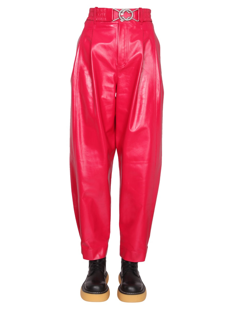 Sleek Black Leather Pants with Zip