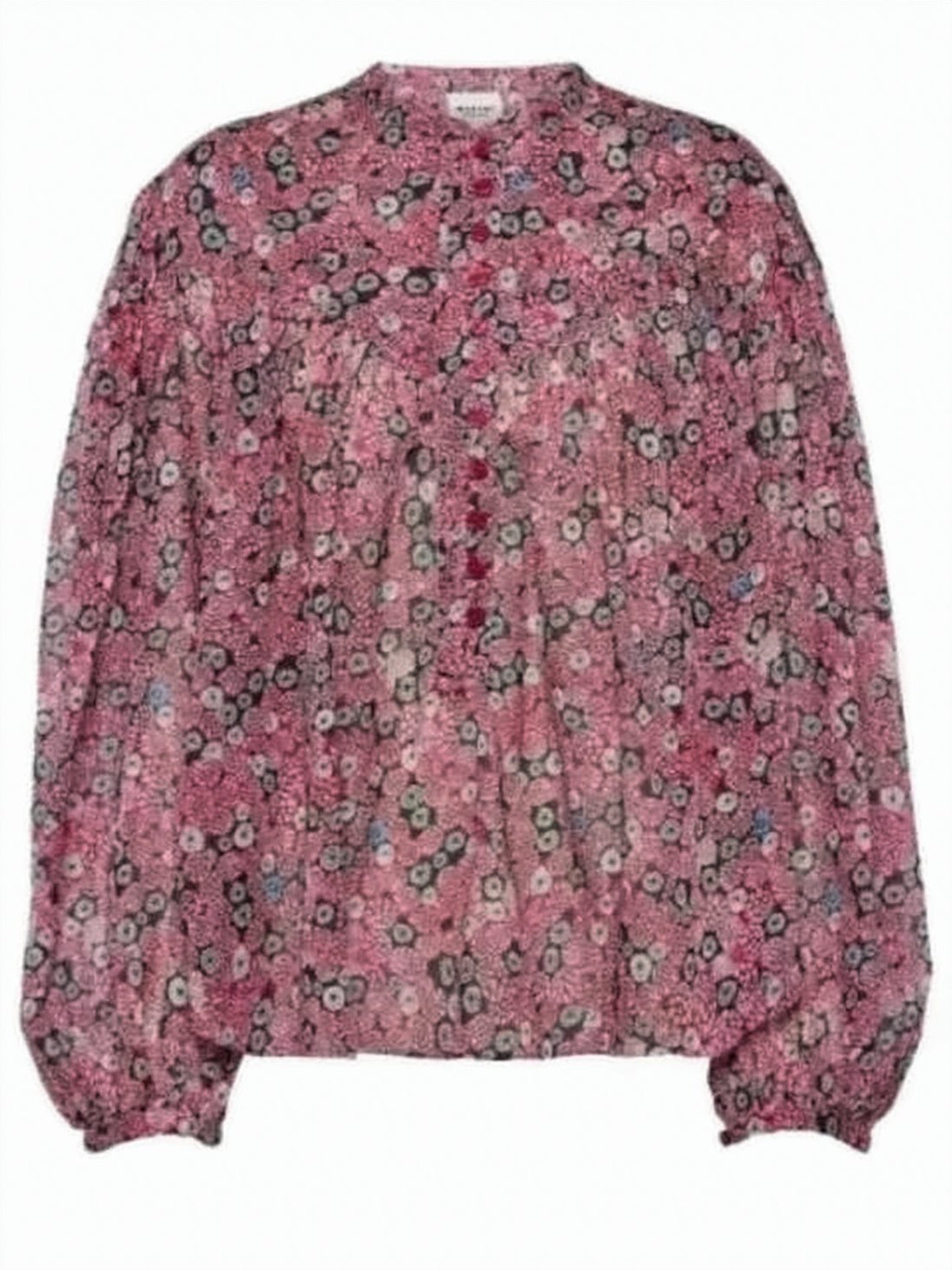 Loose-Fitting Floral Blouse with Puffed Sleeves