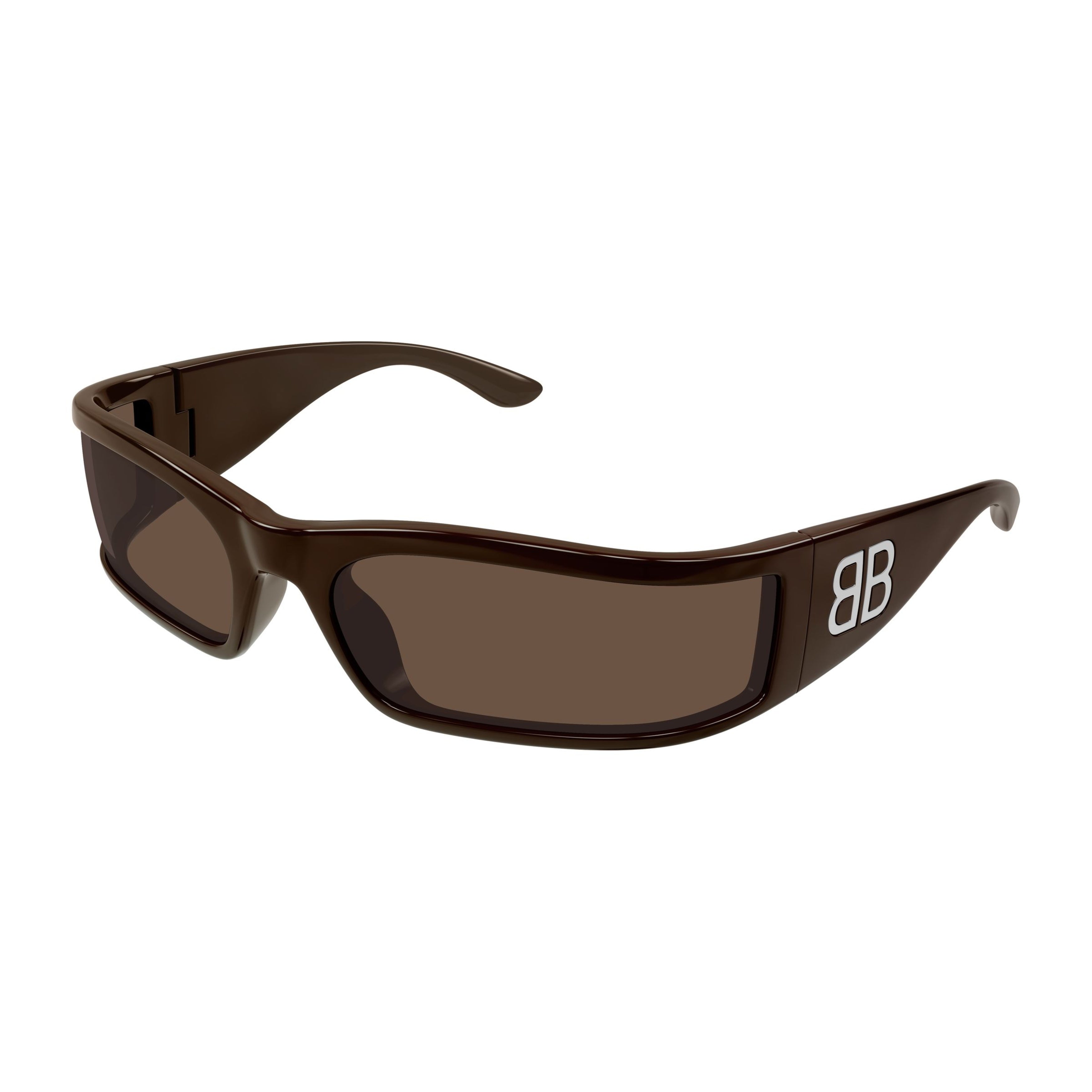 Bb0458s Glossy Brown Rectangular Sunglasses