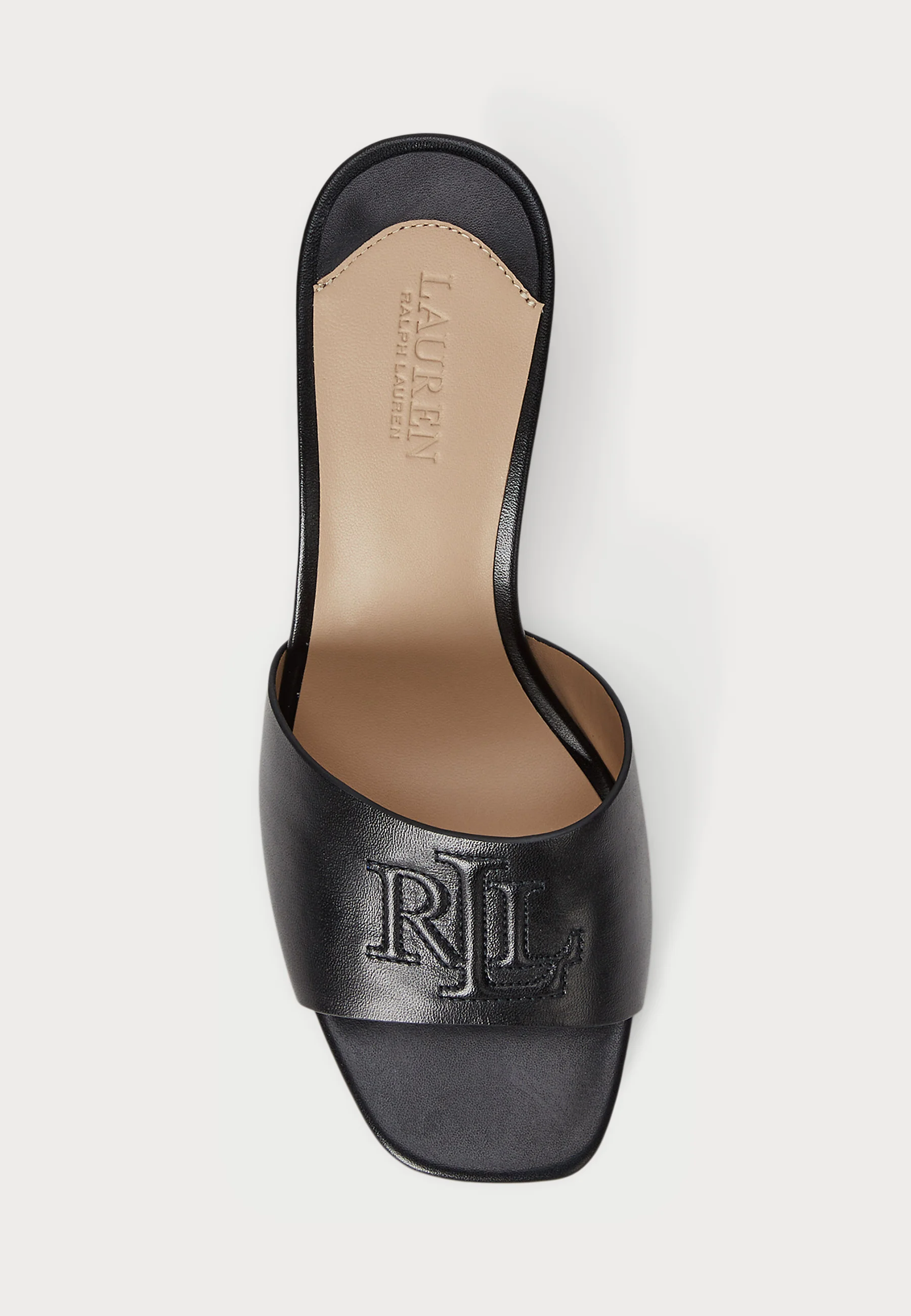 Black Everley Heel Smooth Leather Sandals