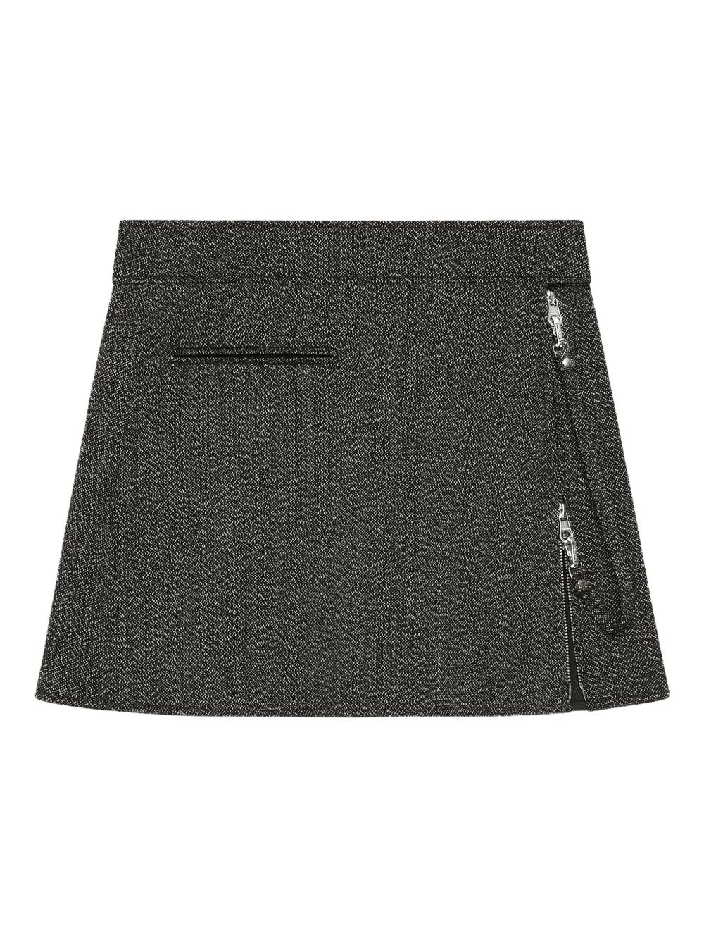 Charcoal Grey Textured Mini Skirt