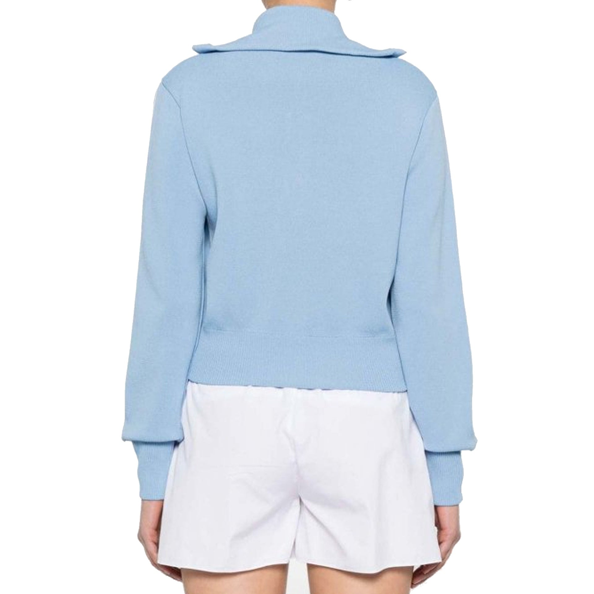 Fitted Light Blue Logo Jacket With Structured Collar
