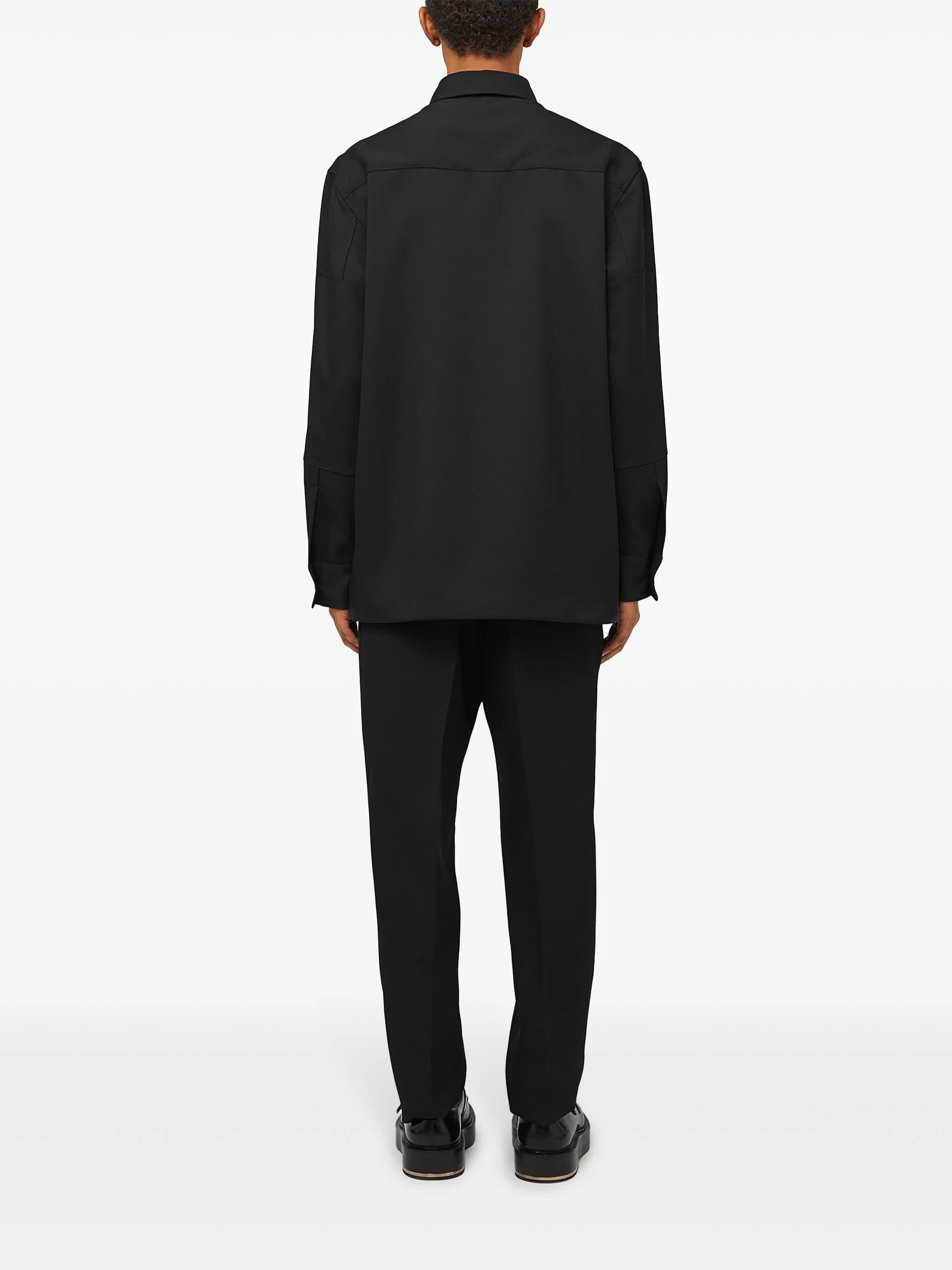 Black Tapered Wool Gabardine Trousers