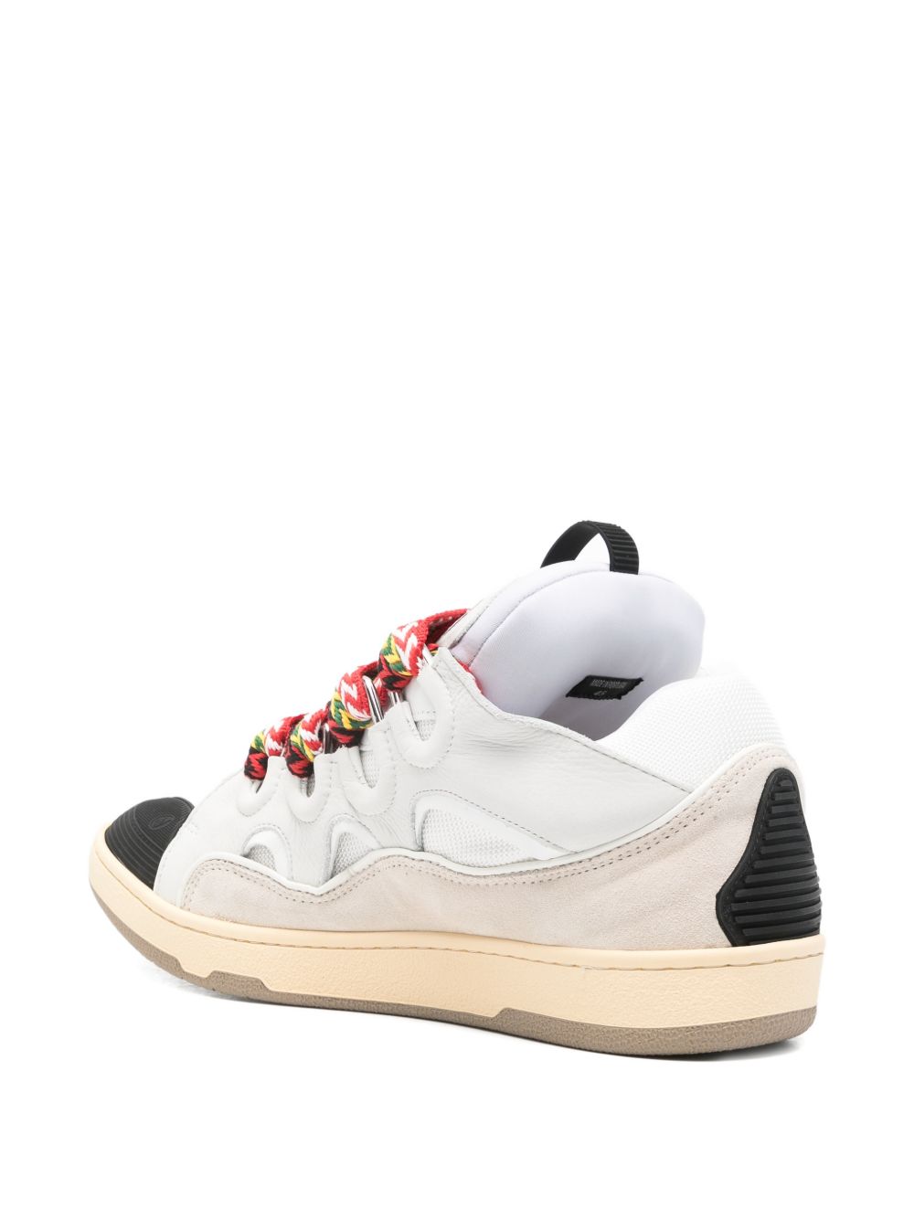 White Sneakers With Bold Multicolored Laces