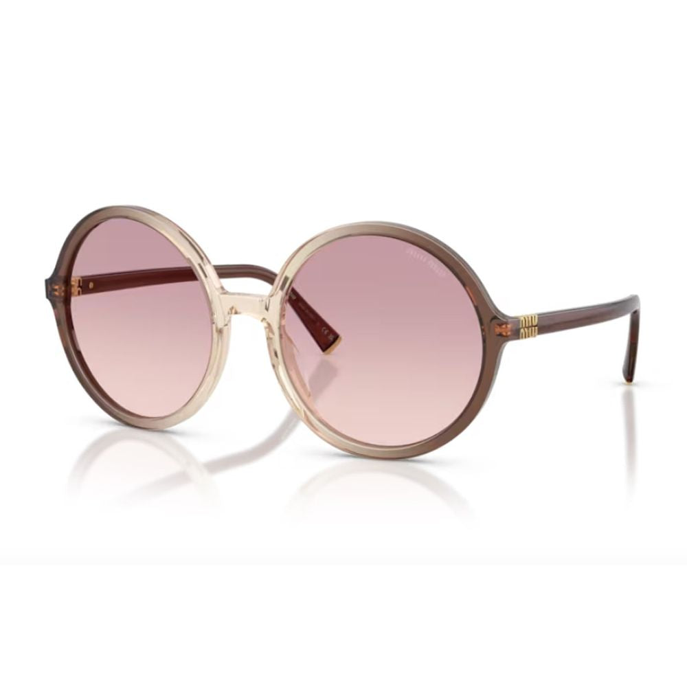 0Mu B02S Miu Regard Oversized Round Gradient Brown Acetate Sunglasses