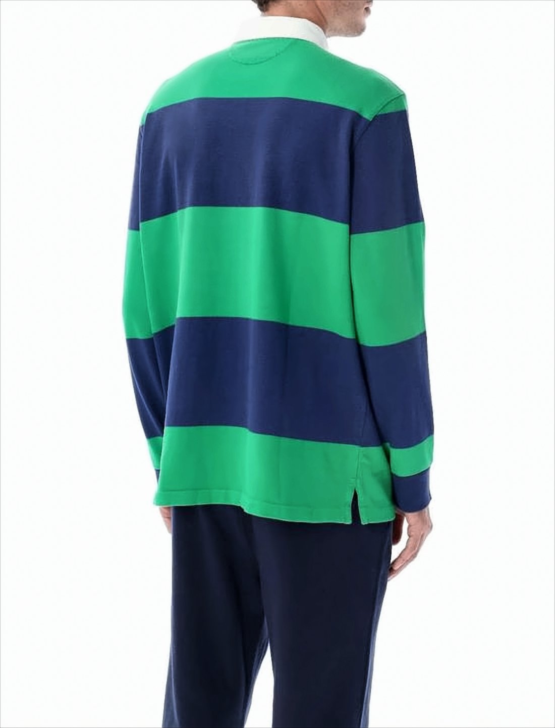 Horizontal Stripe Long-Sleeve Polo Shirt