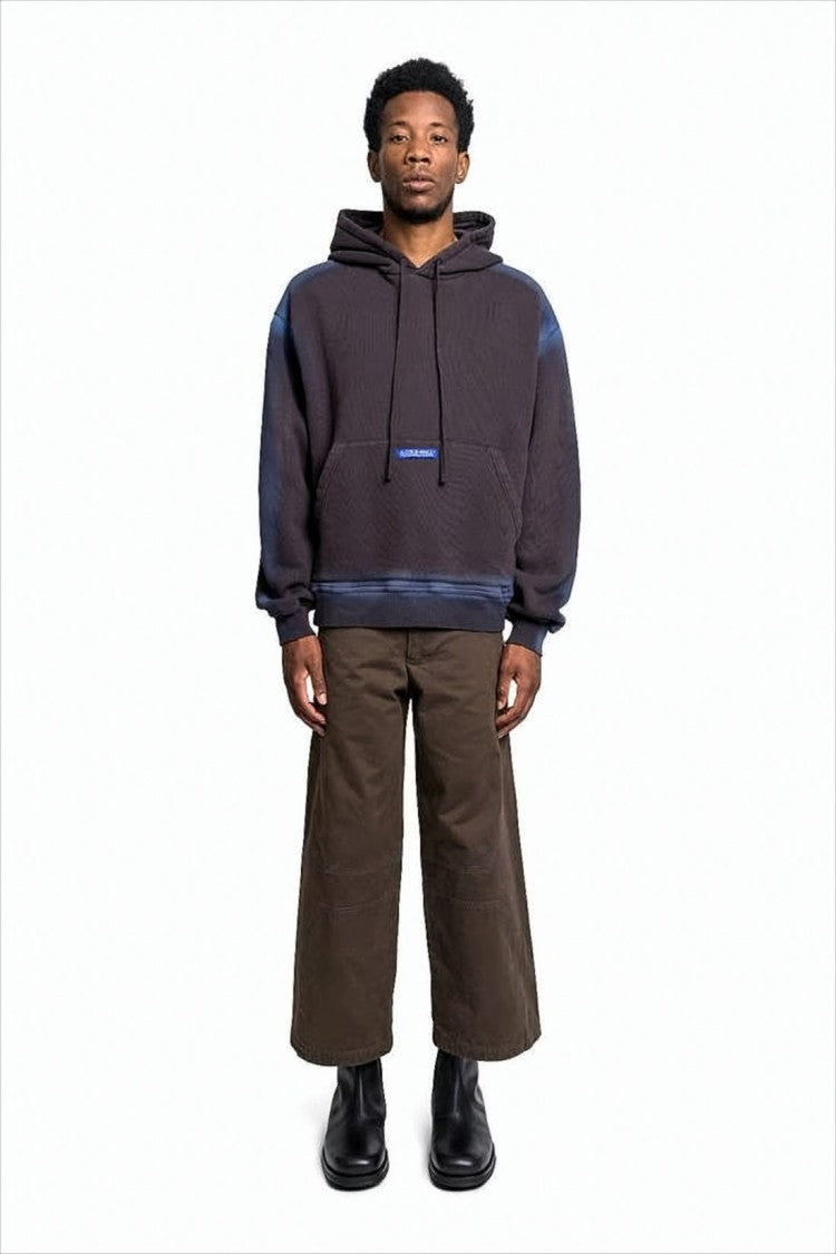 Gradient-Effect Cotton Hoodie with Drawstring