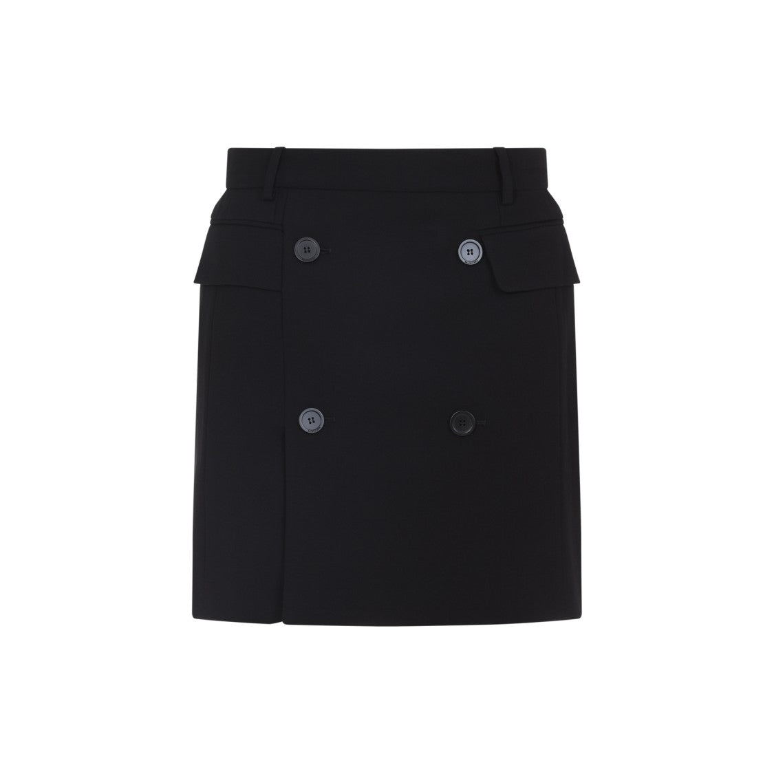 Tailored Black Skirt With Double-Breasted Buttons