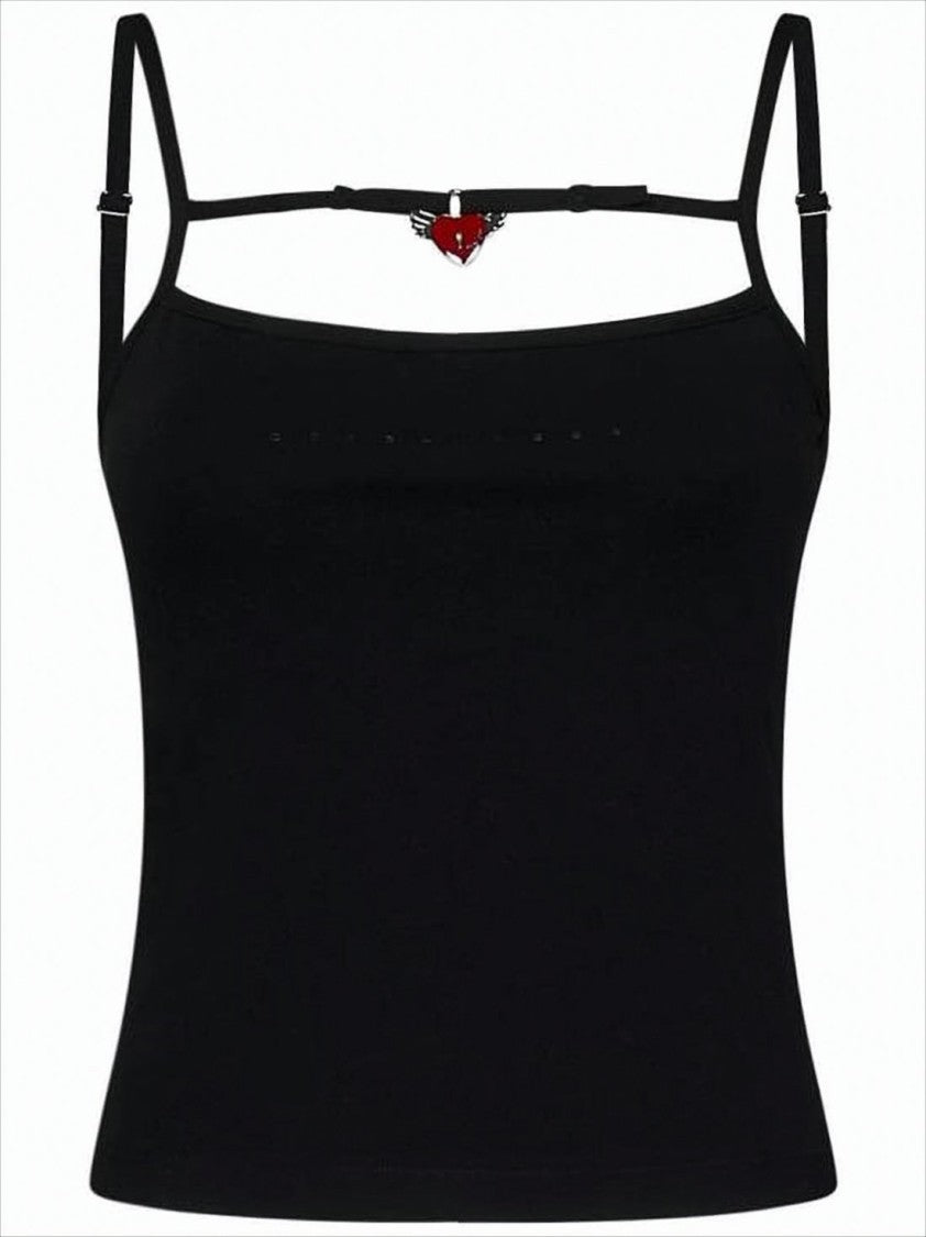 Fitted Sleeveless Top with Decorative Neckline Detail