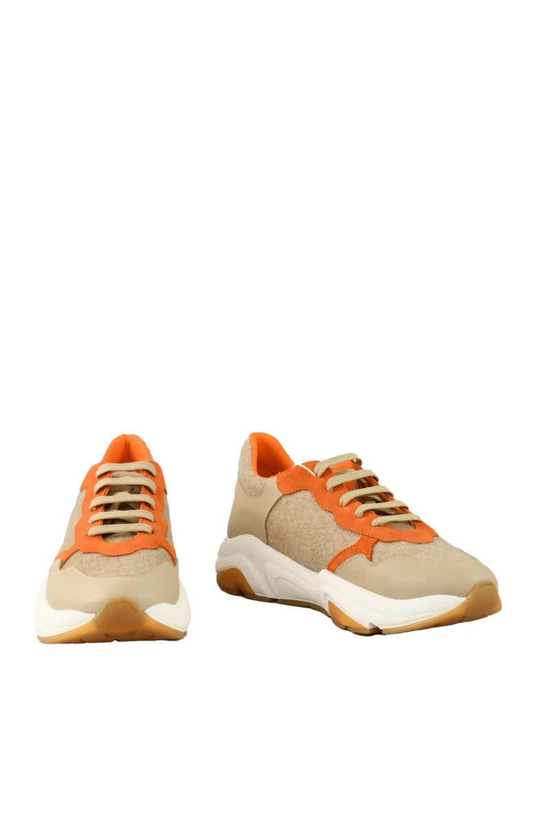 Leather/Other Fibers Sneakers - Beige/Orange
