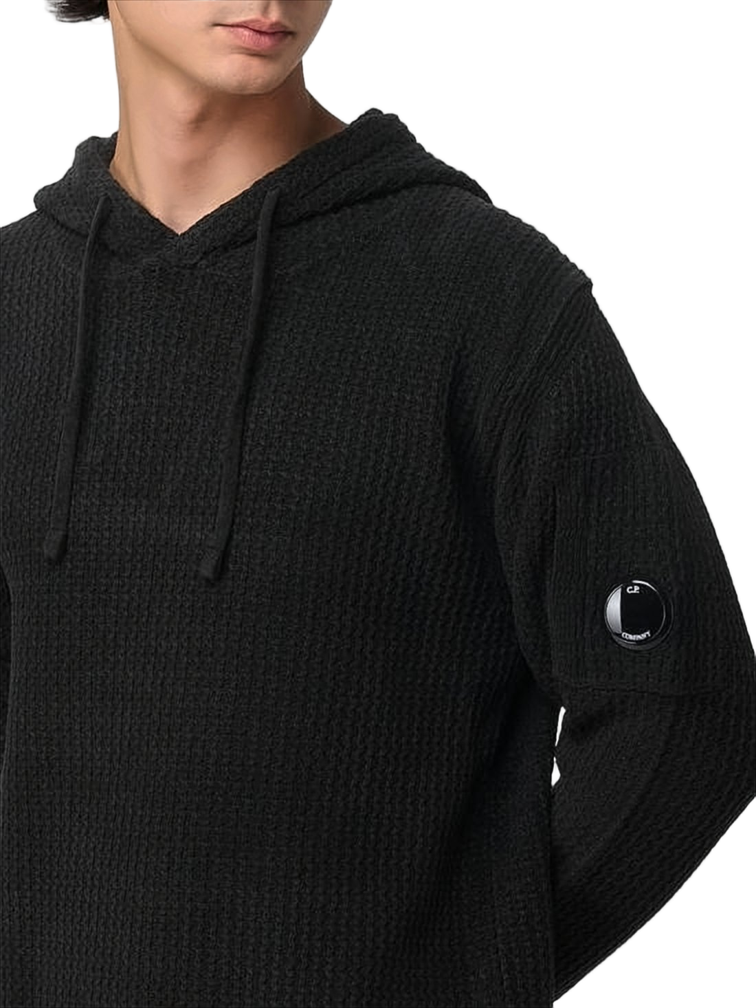 Textured Knit Hoodie with Drawstring Hood