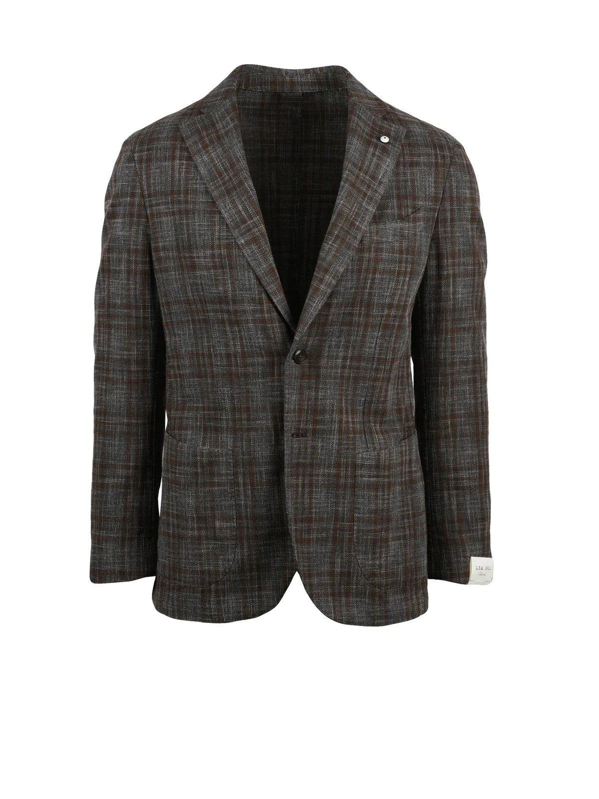 Brown Wool Cotton Polyamide Rounded Blazer