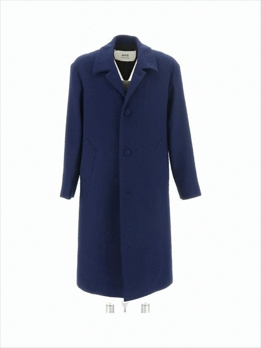 Tailored Wool-Blend Casual Coat with Structured Collar