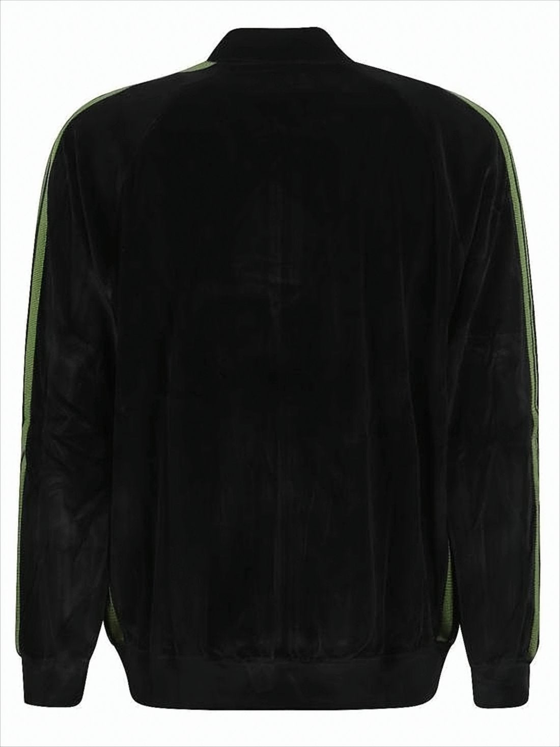 Relaxed-Fit Velvety Jacket with Olive Stripes