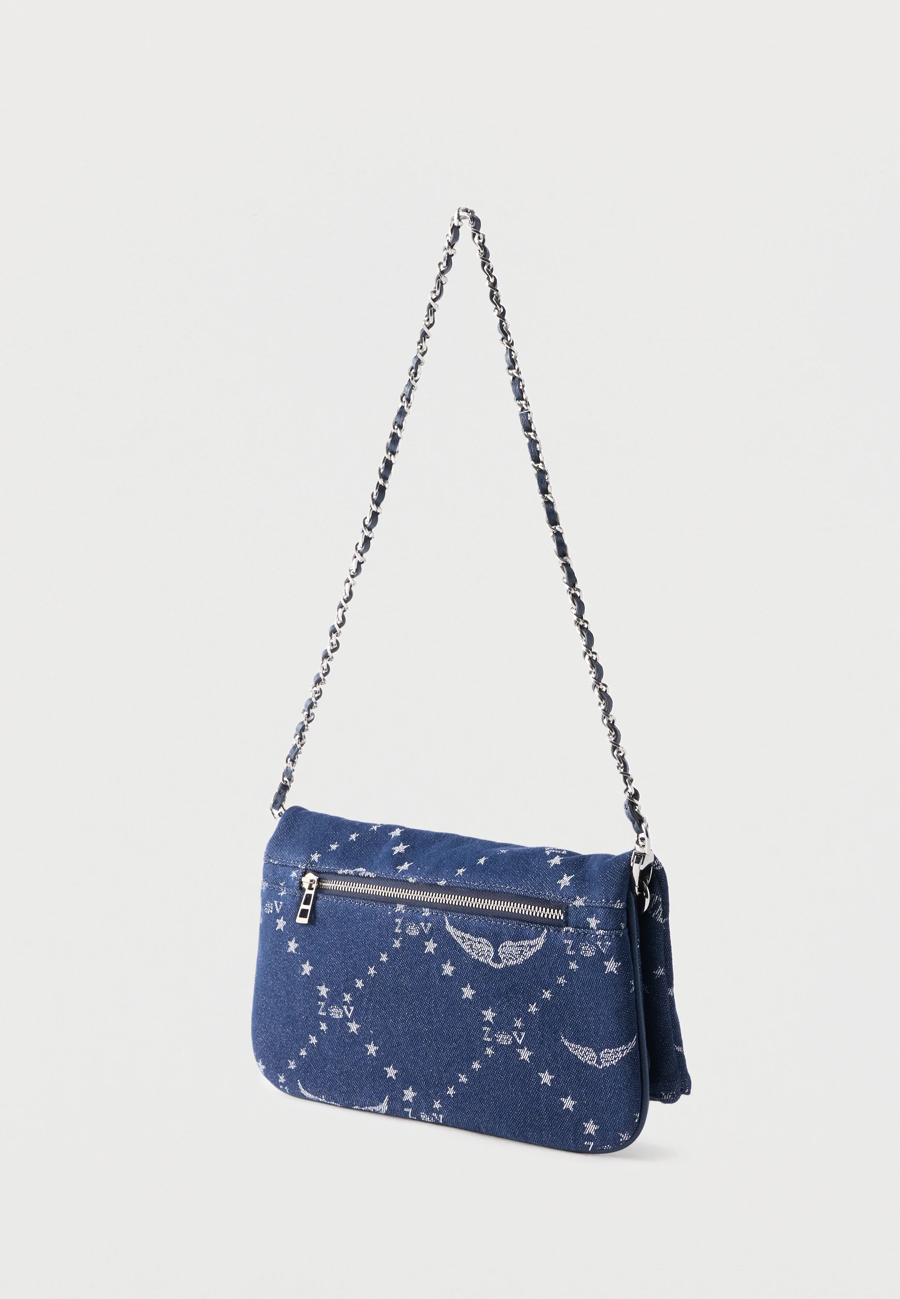 Rectangular Denim Shoulder Bag with Chain Strap