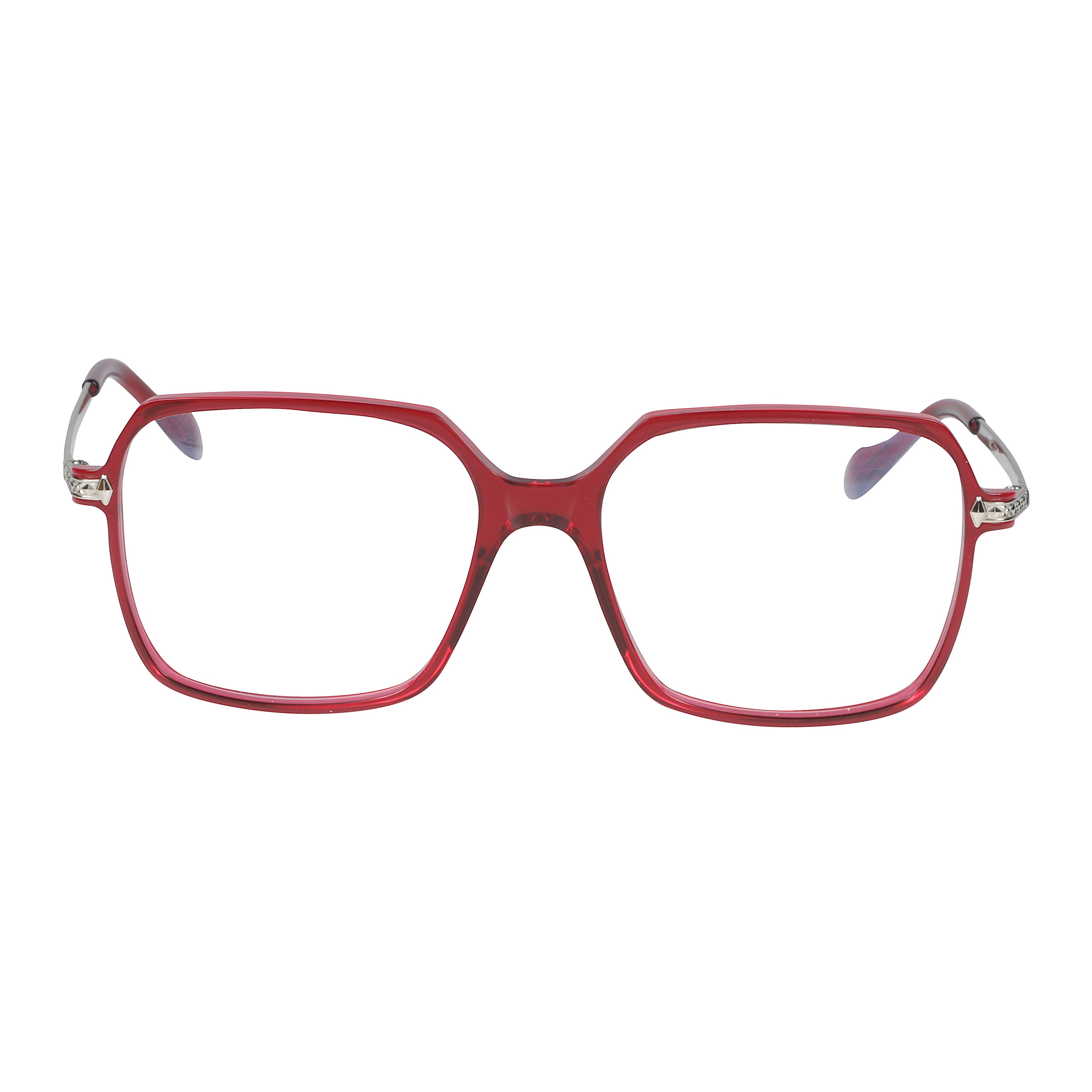 Megan-V Square-Frame Red Eyeglasses with Metallic Temples