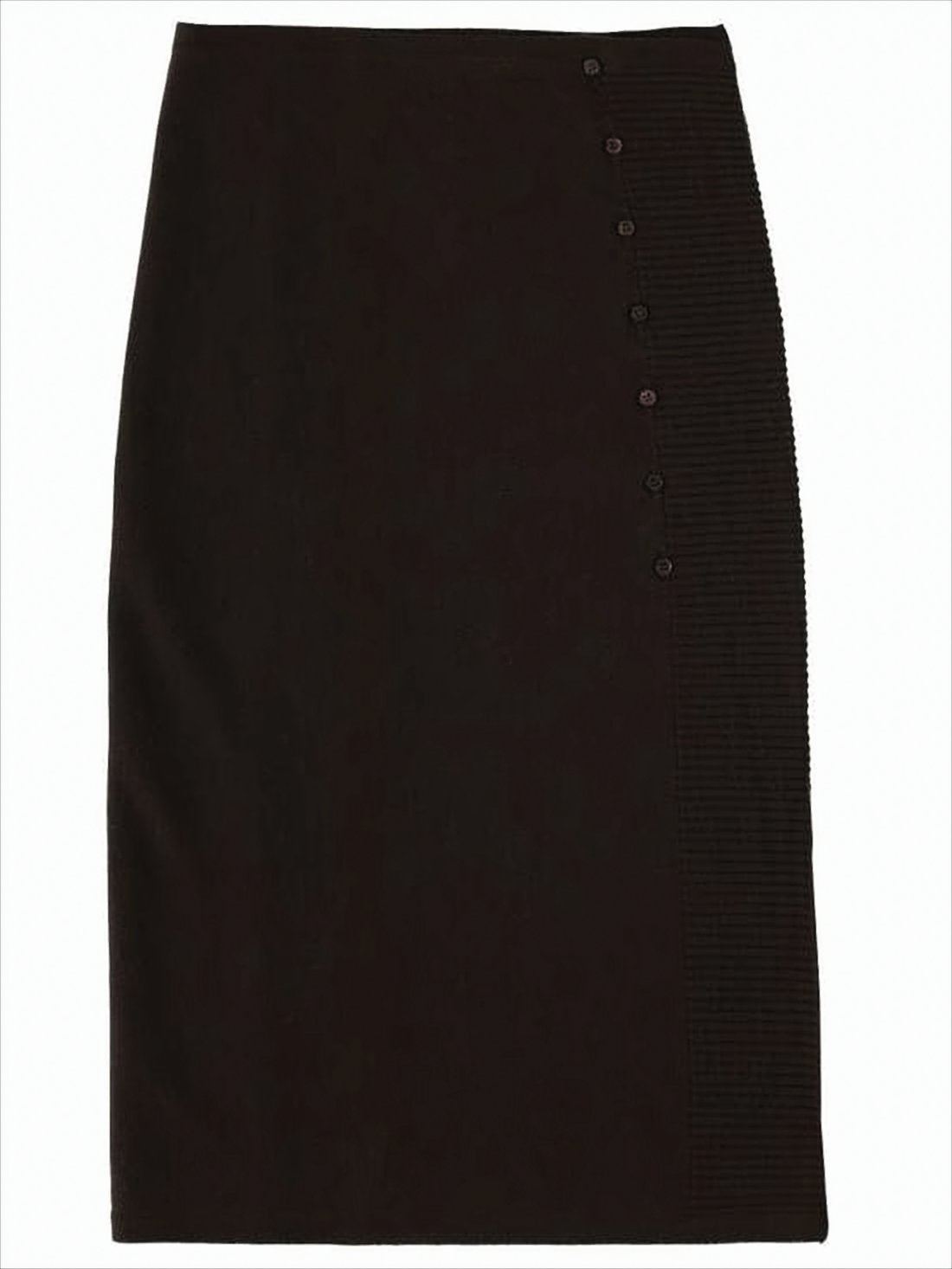 Fitted Midi Skirt with Ribbed Panel