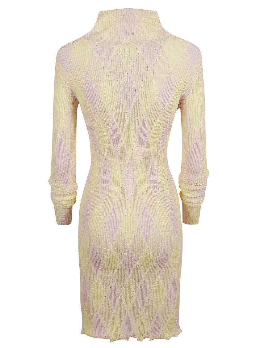 Textured Fitted Dress With High Neck