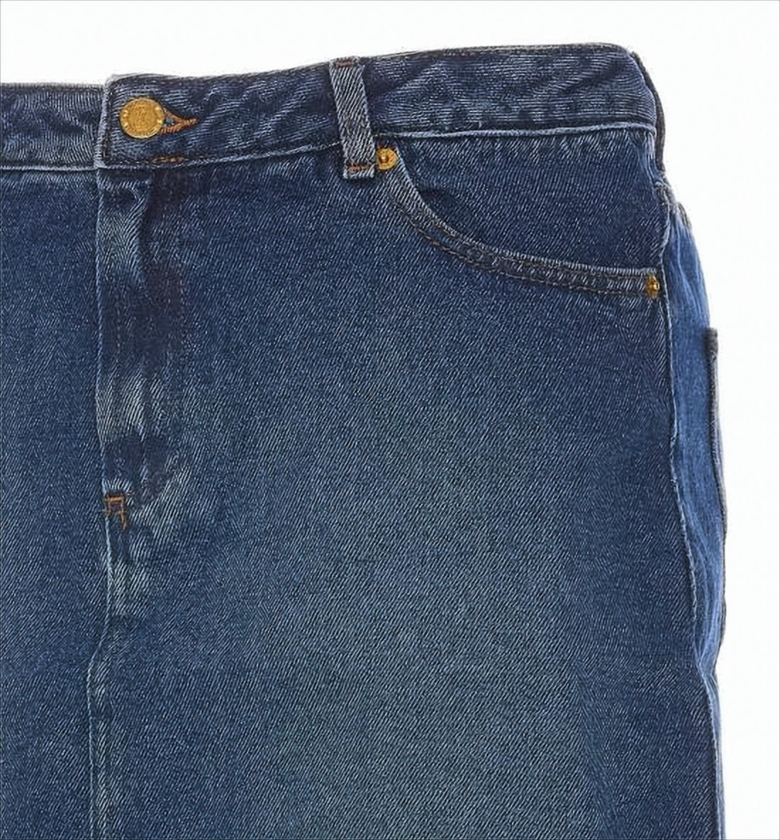Classic Blue Denim Midi Skirt