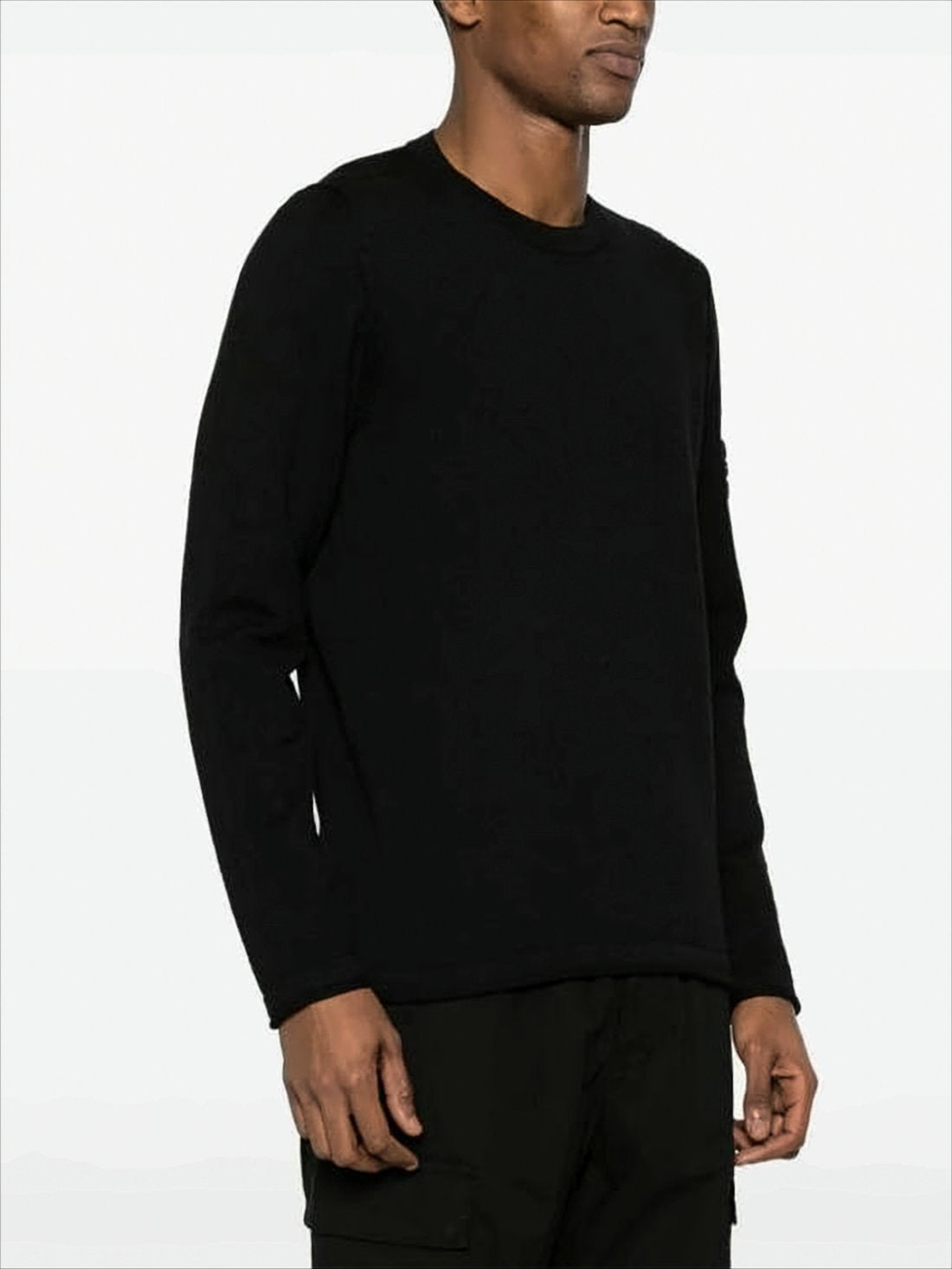 Textured Black Crew Neck Sweater