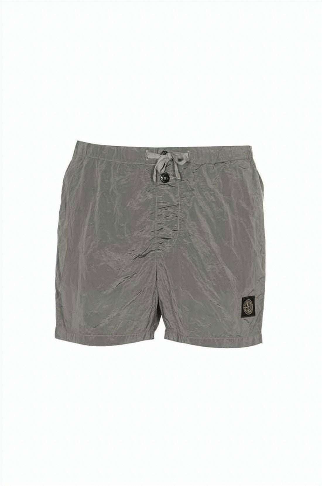 Crinkled Texture Grey Swim Shorts