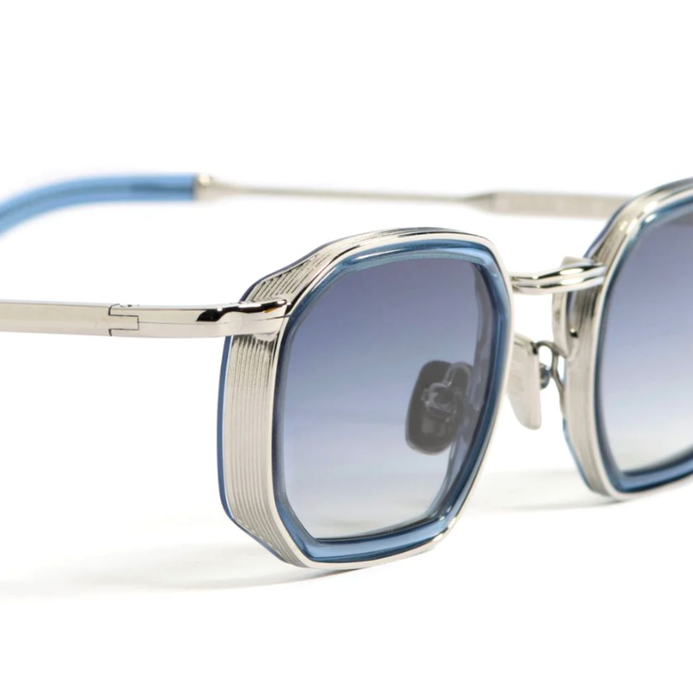 Samuel Octagonal Frame Sunglasses with Gradient Blue Lenses