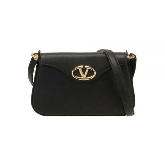 Structured Black Cowhide Leather Crossbody Bag