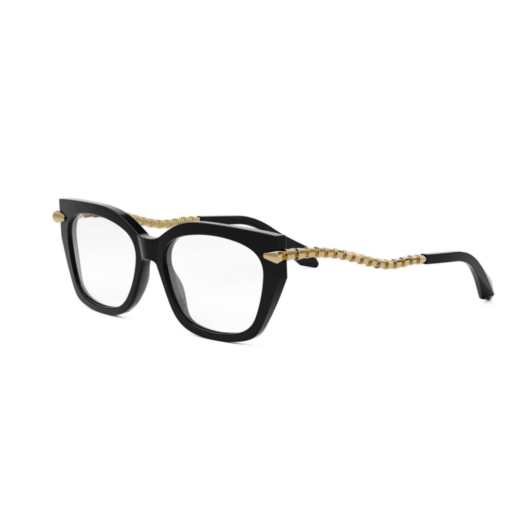 Rectangular Black Eyeglasses With Gold Chain Accents