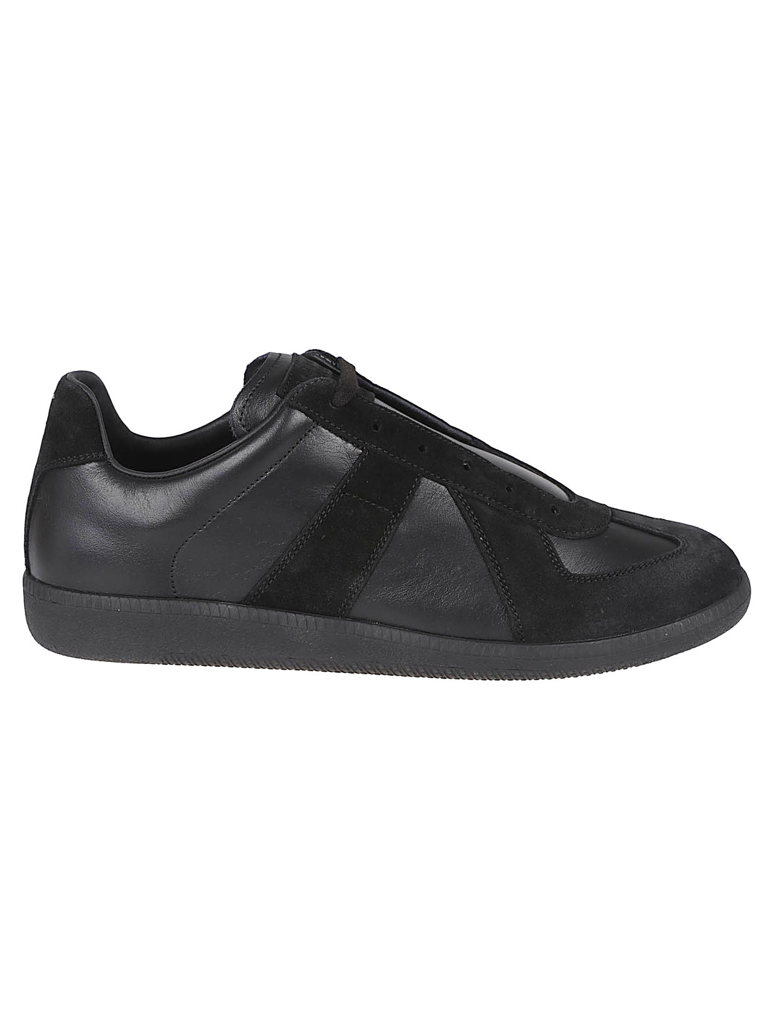 Black Nappa Leather And Suede Low-Top Sneakers