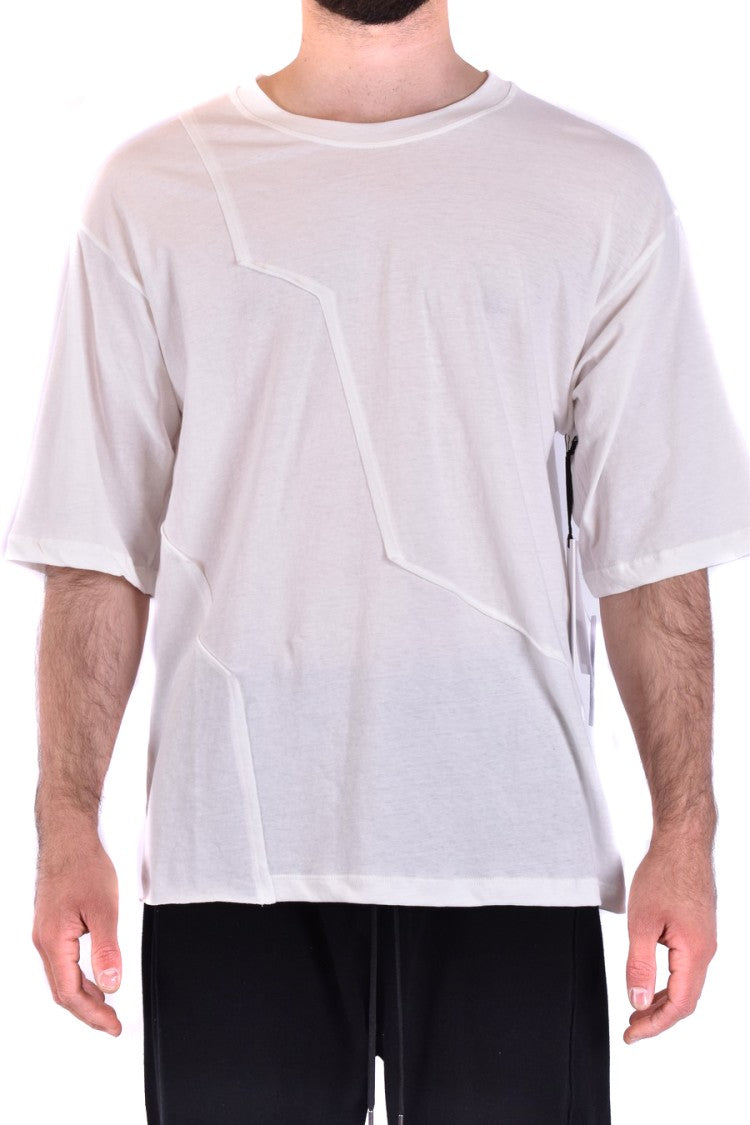 Irregular Seam White Cotton T-Shirt