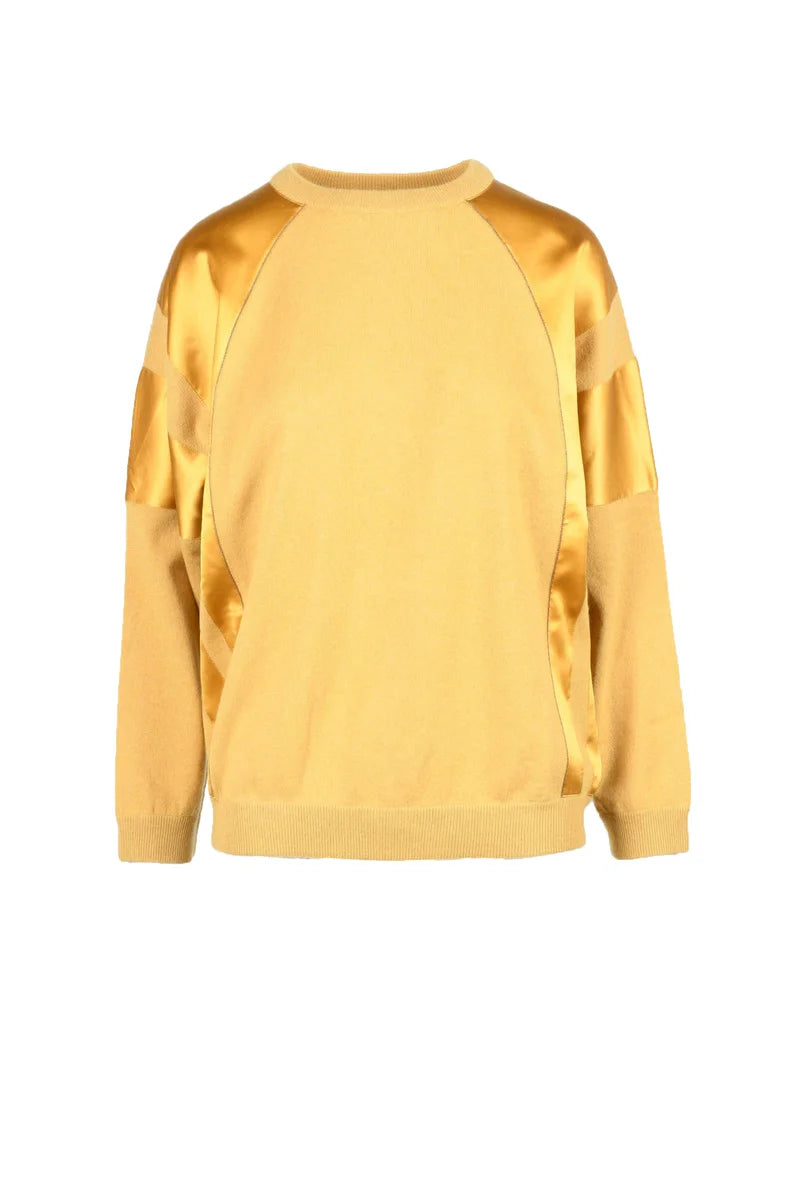 Cashmere Sweater with Satin Bands - Yellow