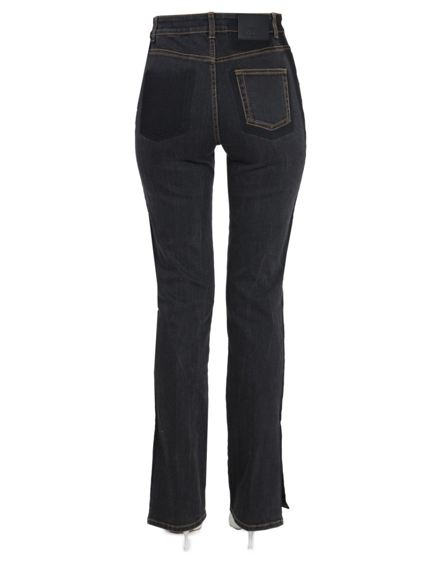 High-Waisted Wide-Leg Jeans With Contrast Stitching