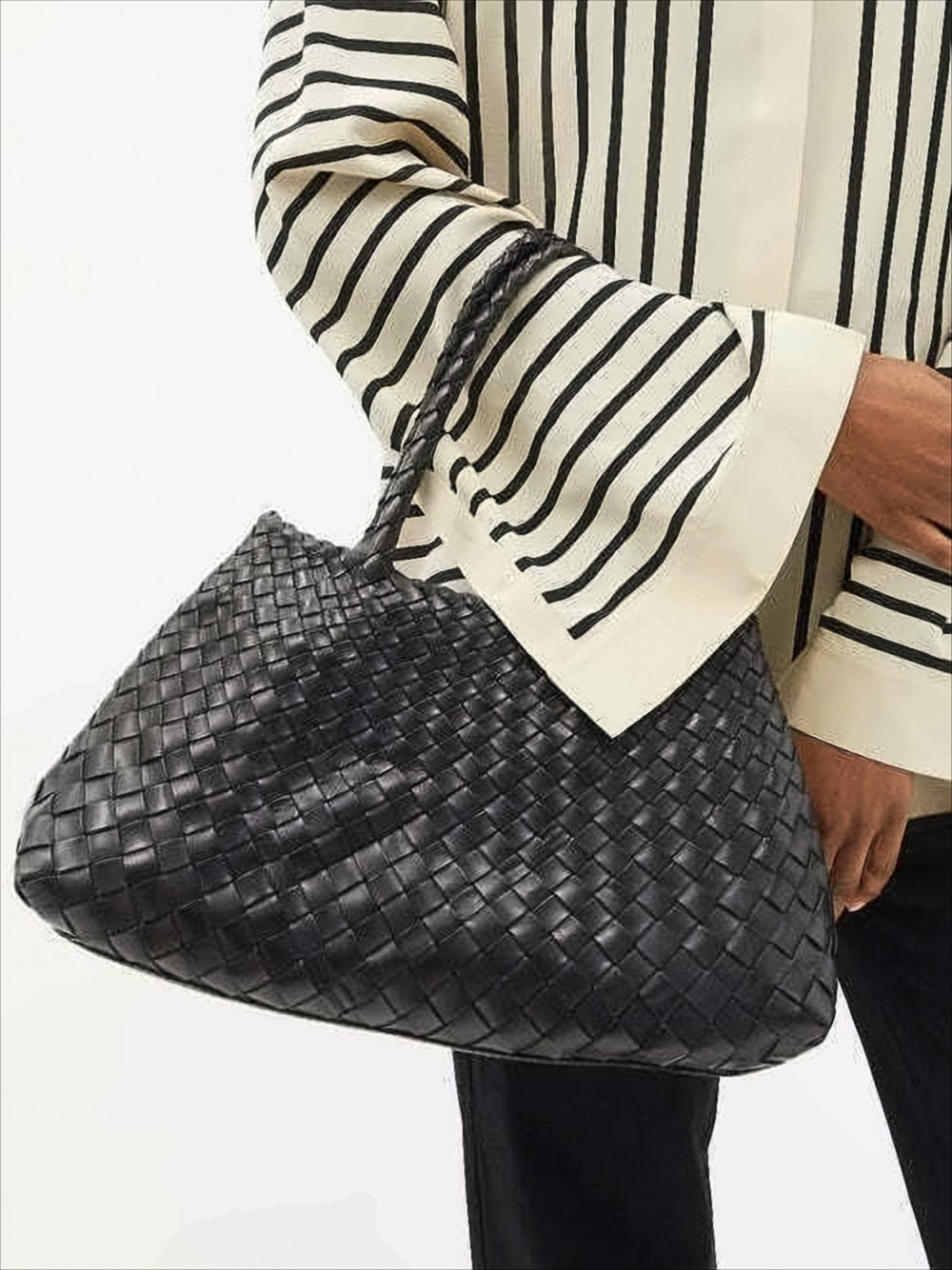 Woven Buffalo Leather Tote Bag