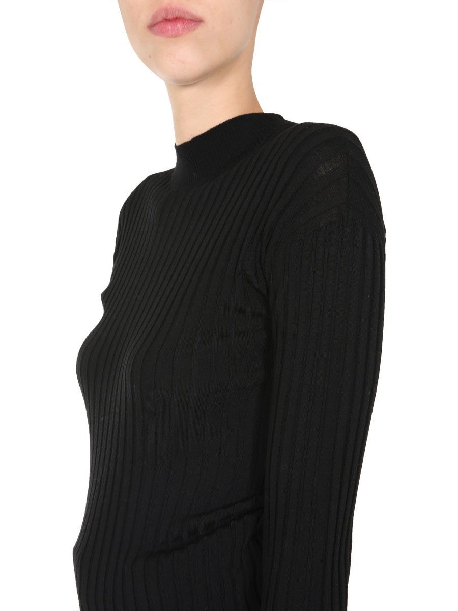 Polo Neck Turtleneck Sweater with Elongated Sleeves