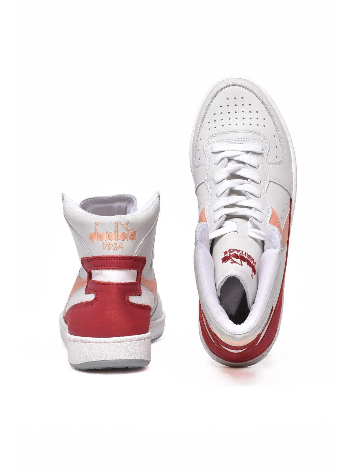 Grey Red Leather Mi Basket Sneakers