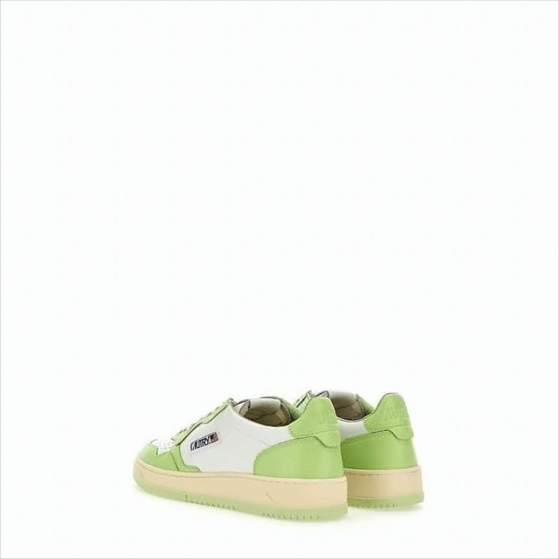 Low-Top Sneakers with Perforated Toe Box and Leather Panels