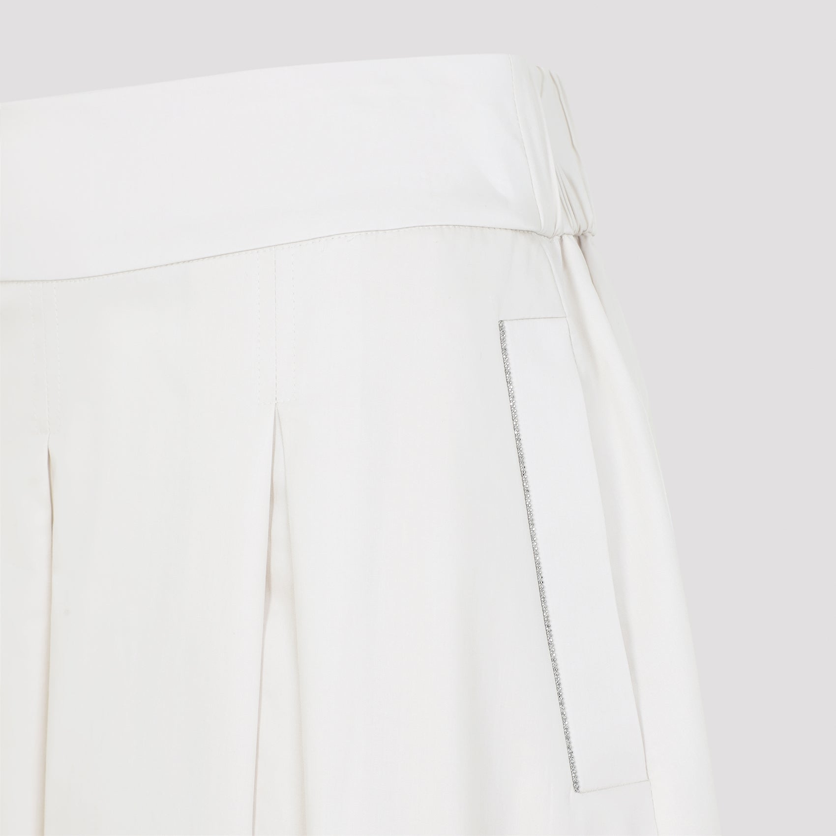 Midi Skirt In Nude Cotton-Elastane Blend